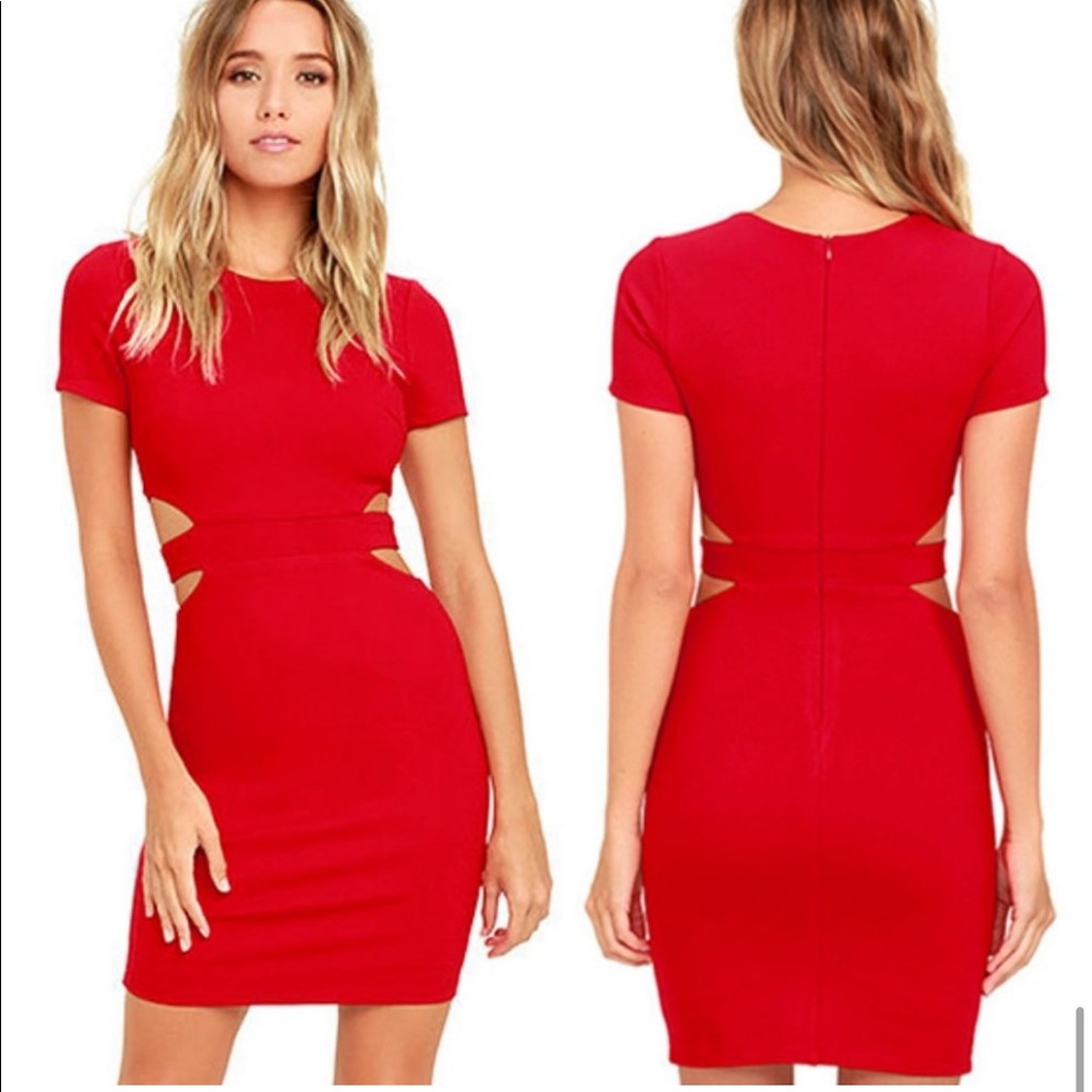 Sexy and Sophisticated Feeling The Heat Red Cutout Bodycon Dress